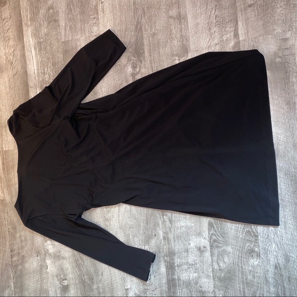 Express Black Dress Asymmetrical Bodycon Zipper L - Picture 4 of 6